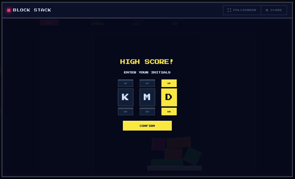 Entering a high score